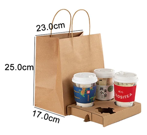 4 paper cups packaging paper bags