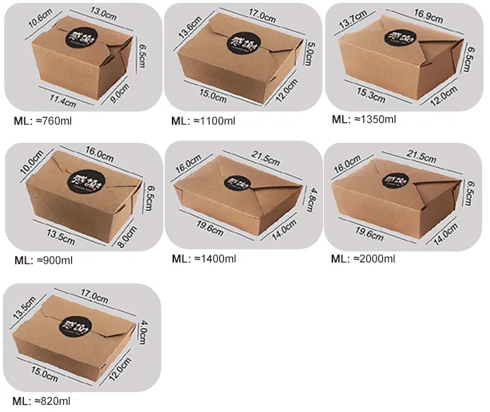 kraft paper lunch box size